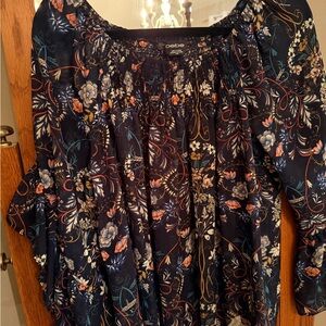 Bebe Navy Floral Women's Blouse